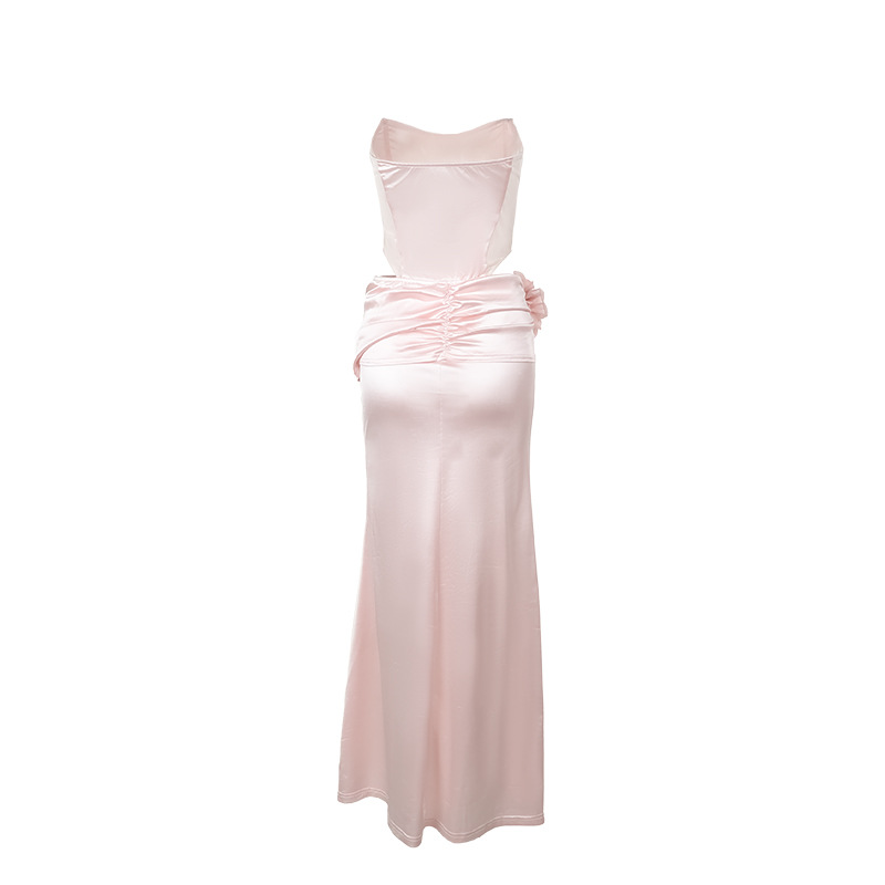 High Waist Bodycon Panelled Polyester Tube Dress