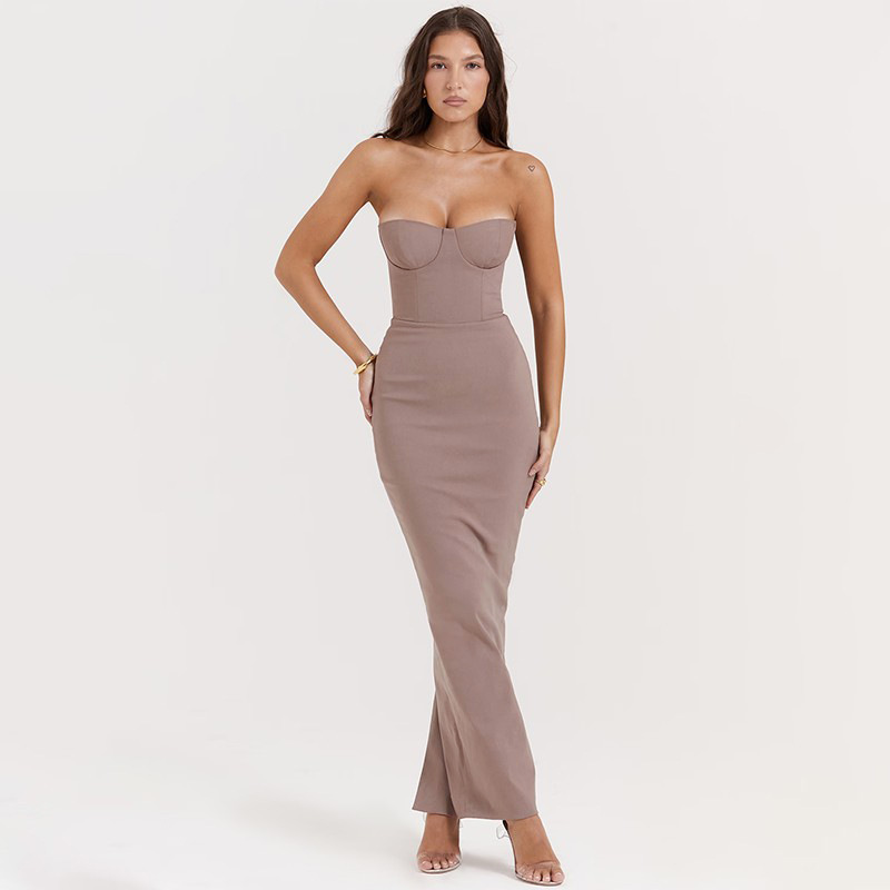 Collarless Bodycon Evening Dress