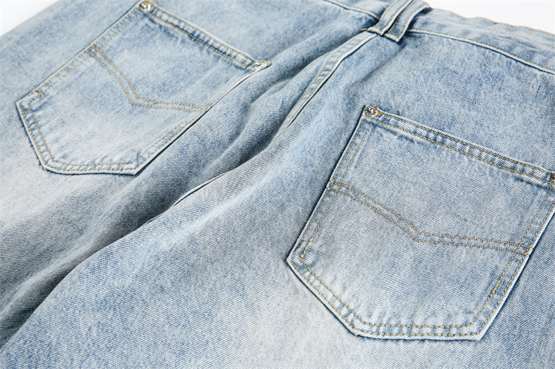 Deconstructed Casual Straight Leg Jeans