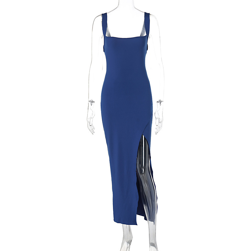 One Shoulder Side Split Open Back Bodycon Dress