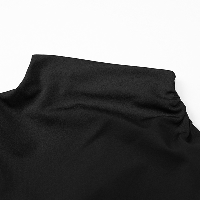 Mock Neck Side Split Bodycon Maxi Dress
