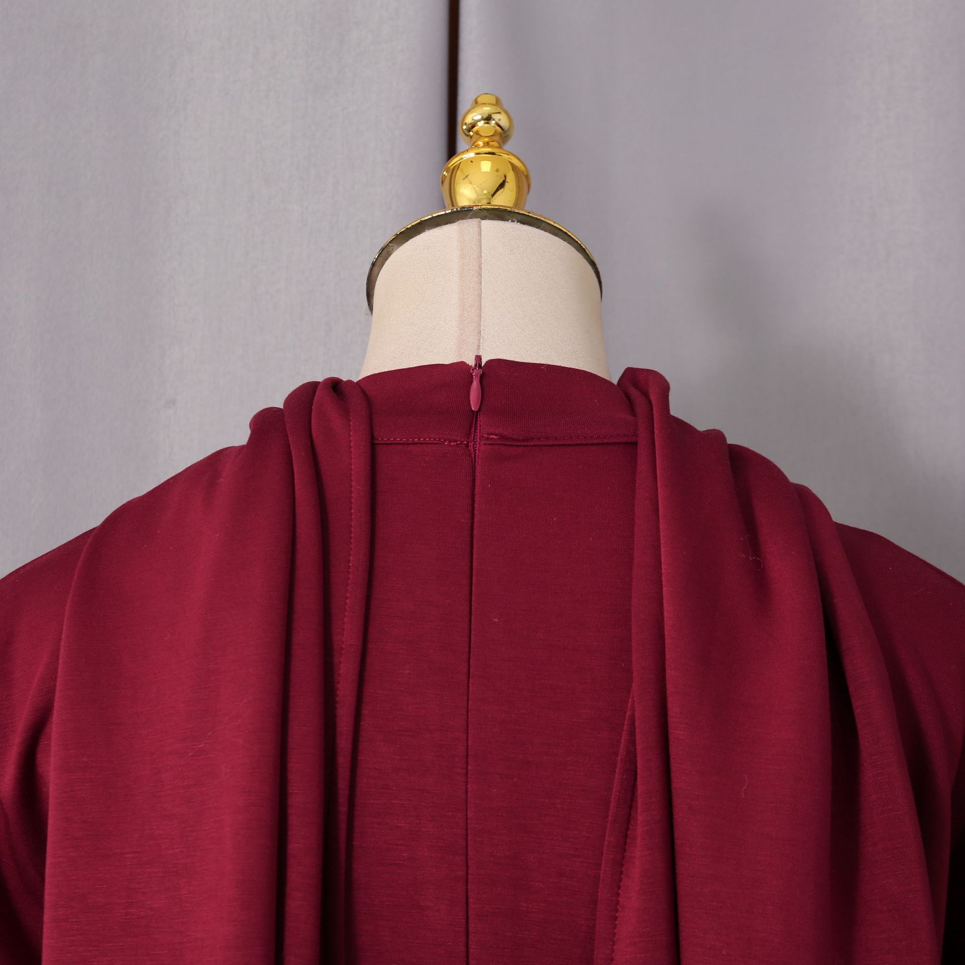 Tailored Polyester Maxi Dress with Ruched Bodice