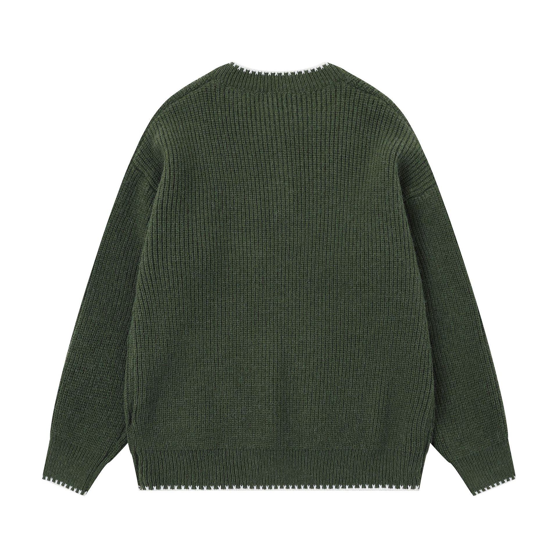 Henley Neck Sweater Unisex Autumn Vintage Chic Loose Versatile Couple Knitwear