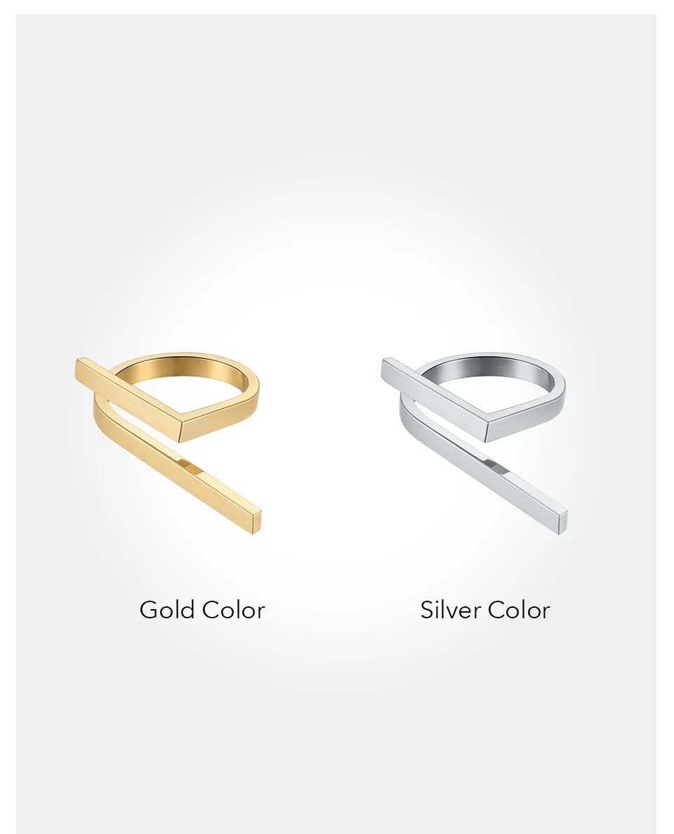 Futuristic Rings For Women Simple Gold Color Stainless Steel Ring Fashion Jewelry Birthday Christmas Gift