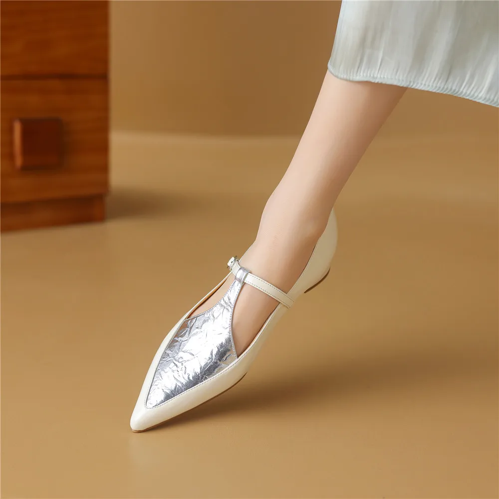 Ladies Urban Tapered Two-Tone Belted Ballerina