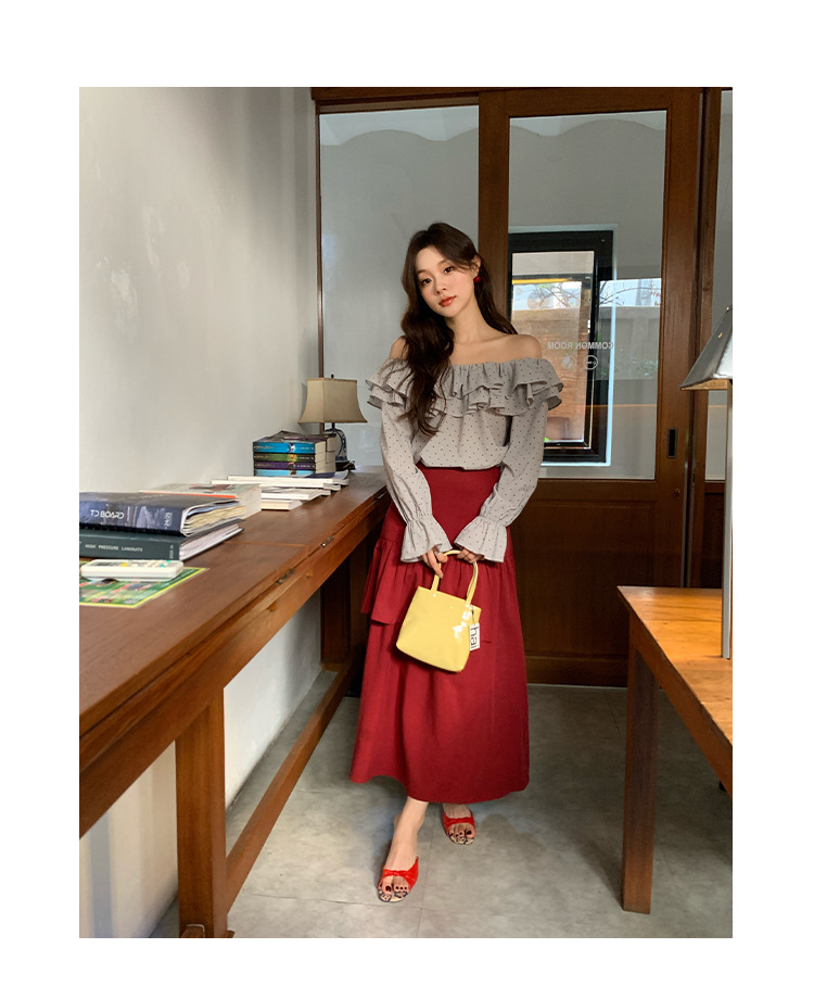 Wave Point Asymmetric Scalloped Long Sleeve Shirt