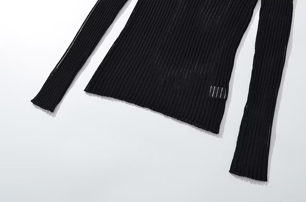 Ladies Solid Sheer Mesh Full Sleeve Pullover