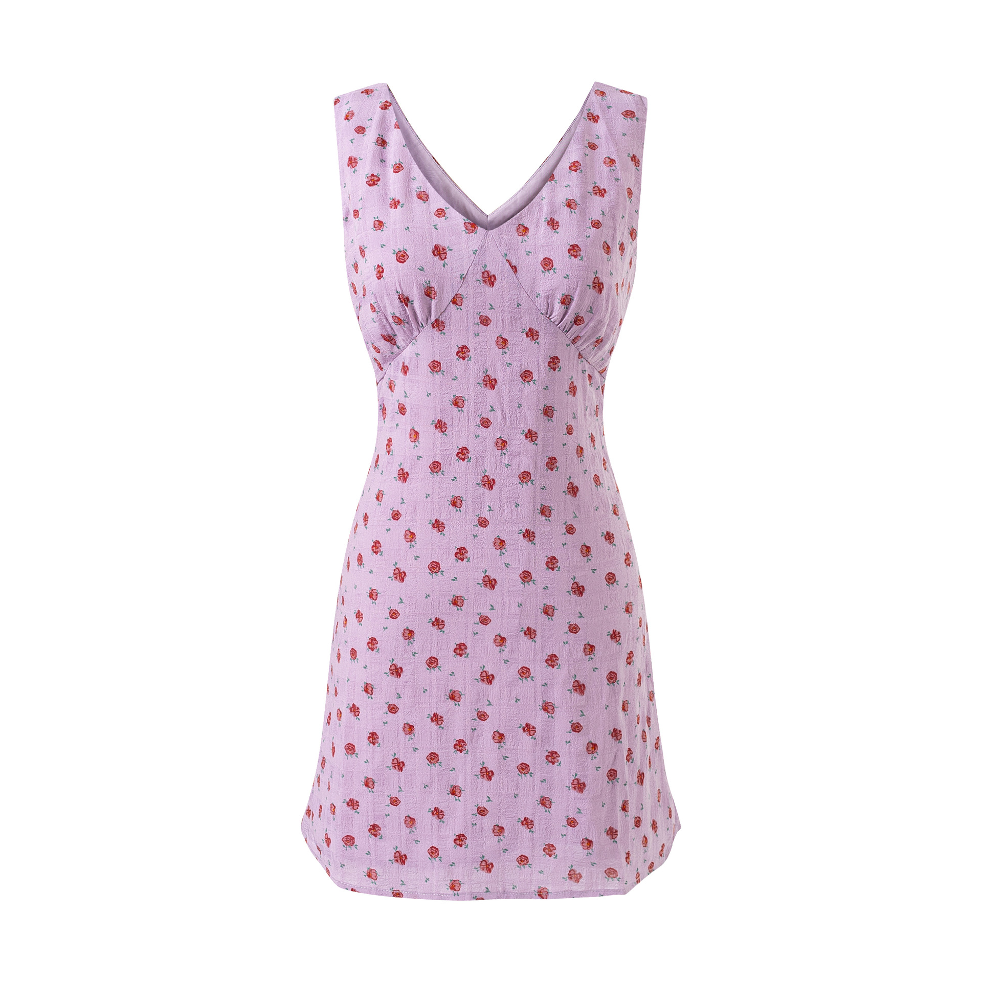 Sexy V-neck purple print strap dress