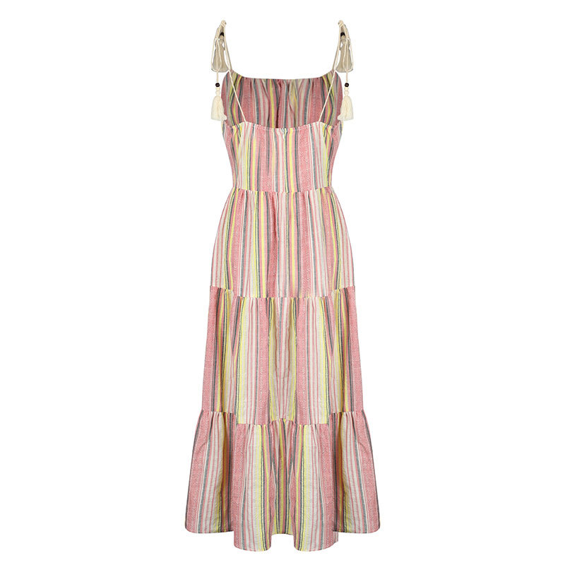 Bandeau Colorblock A-Line Maxi Dress