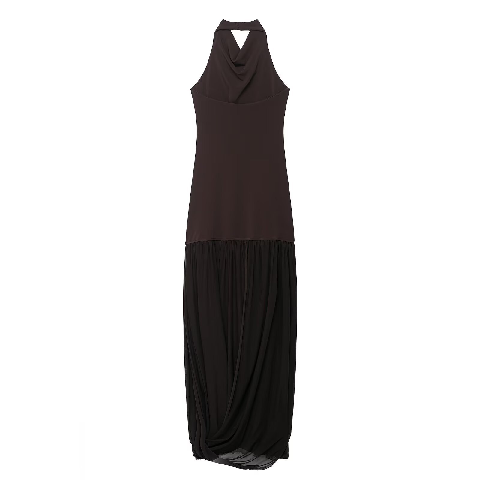 Long Sleeveless Cutout Ruched Spliced Dress