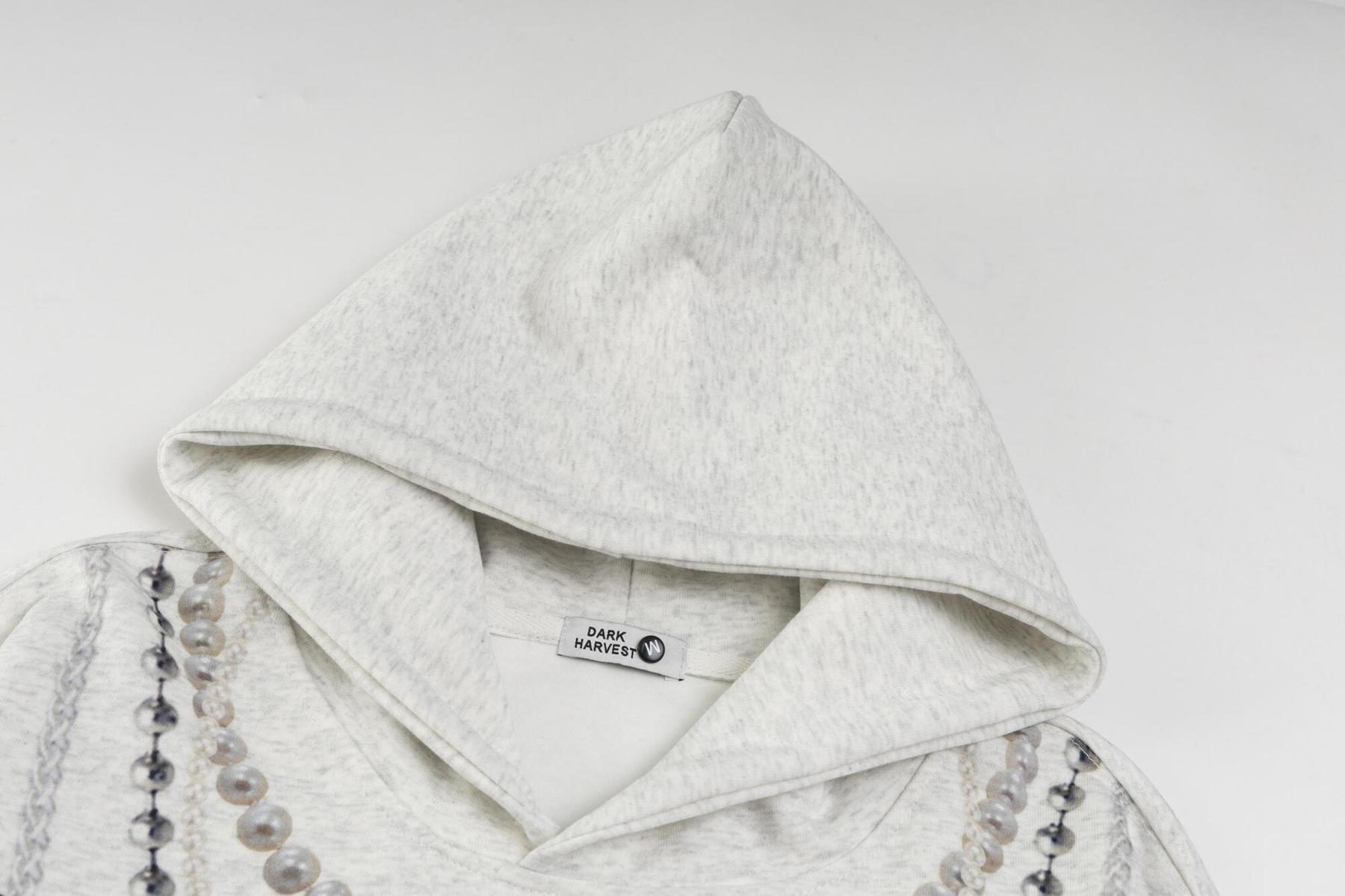 Milk Silk Dangling Beads Graphic Hoodie