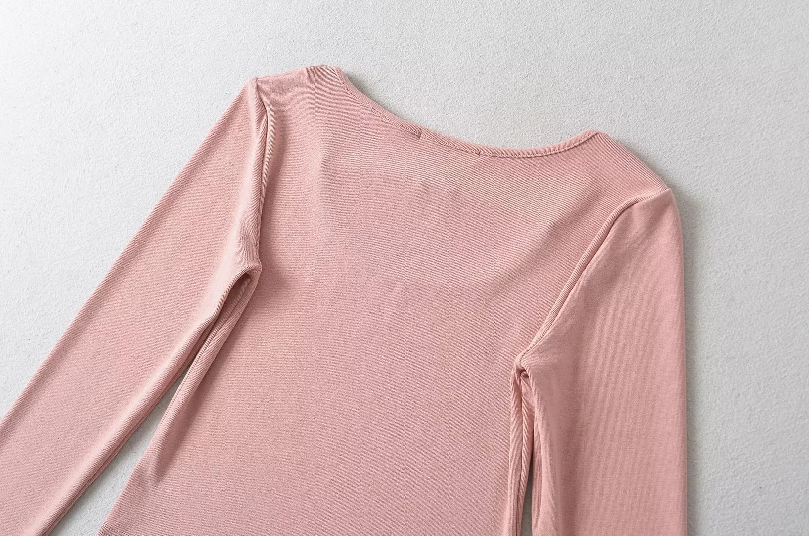 Wide Scoop Long Sleeve Cotton Top