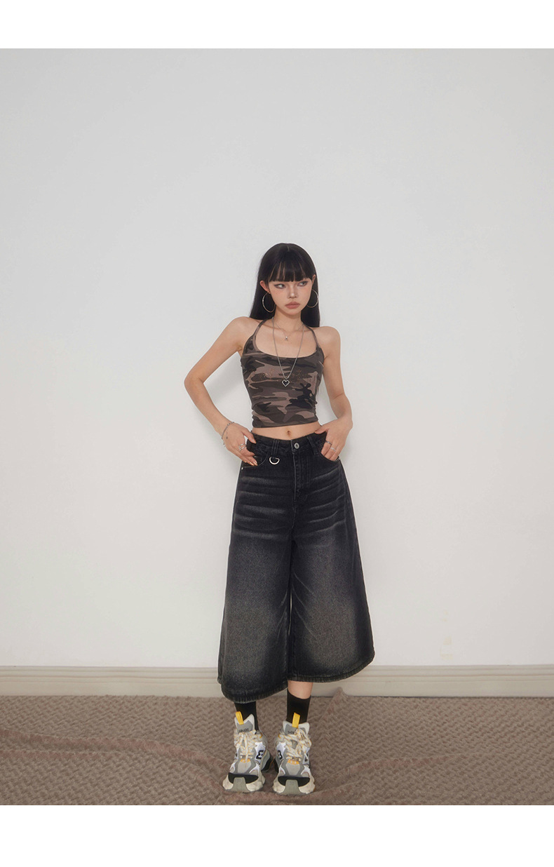 Women's Pants Loose Casual Slimming Pear-Shaped Denim Mid-Length Trousers