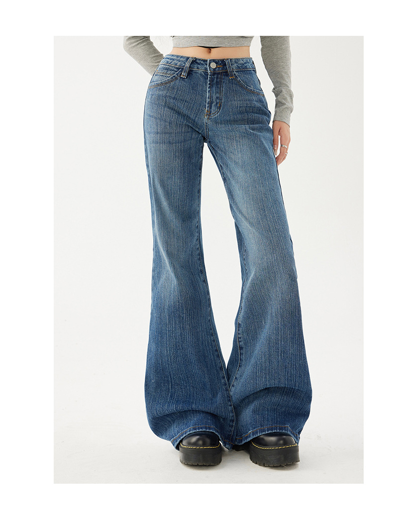 Women's Pattern Low Waist Flared Jeans Non-clinging Loose Trumpet Pants