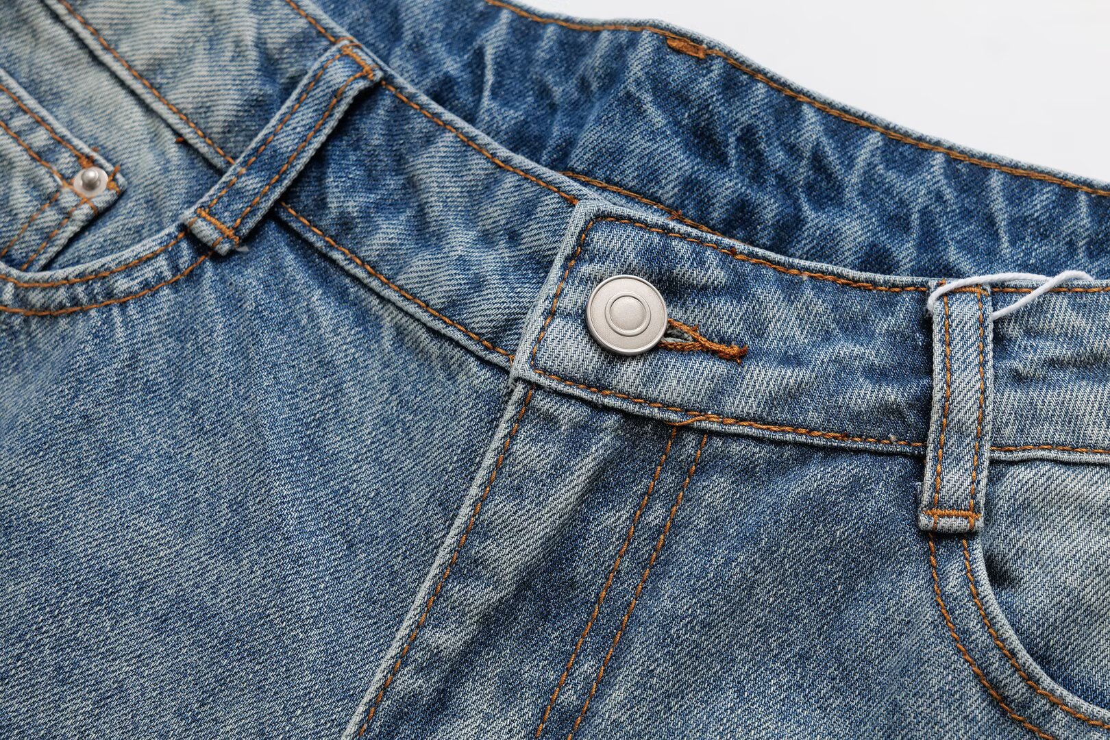 Splicing horn jeans versatile wide leg floor pants