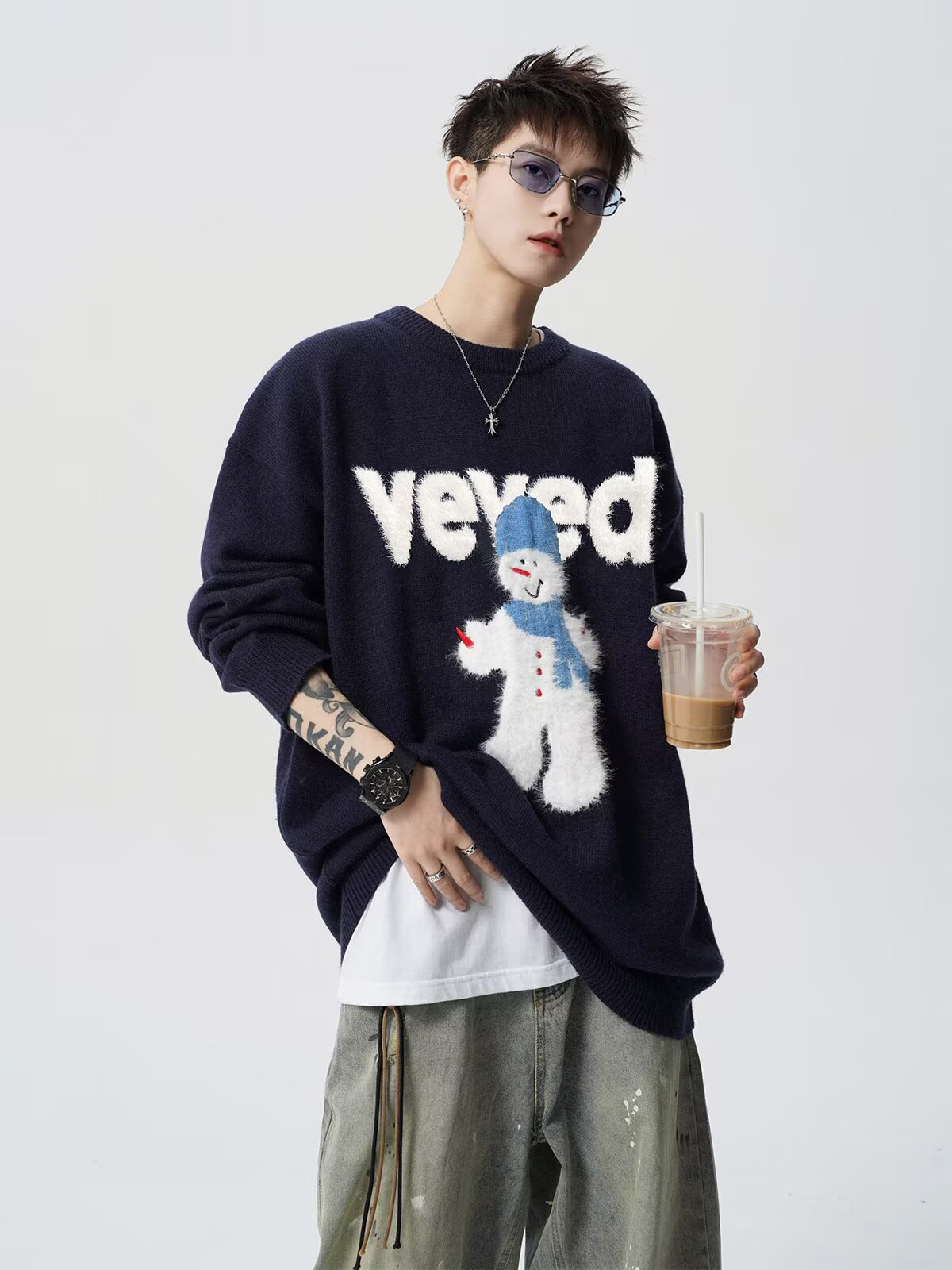 Holiday Frosty Alphabet Jacquard Sweater