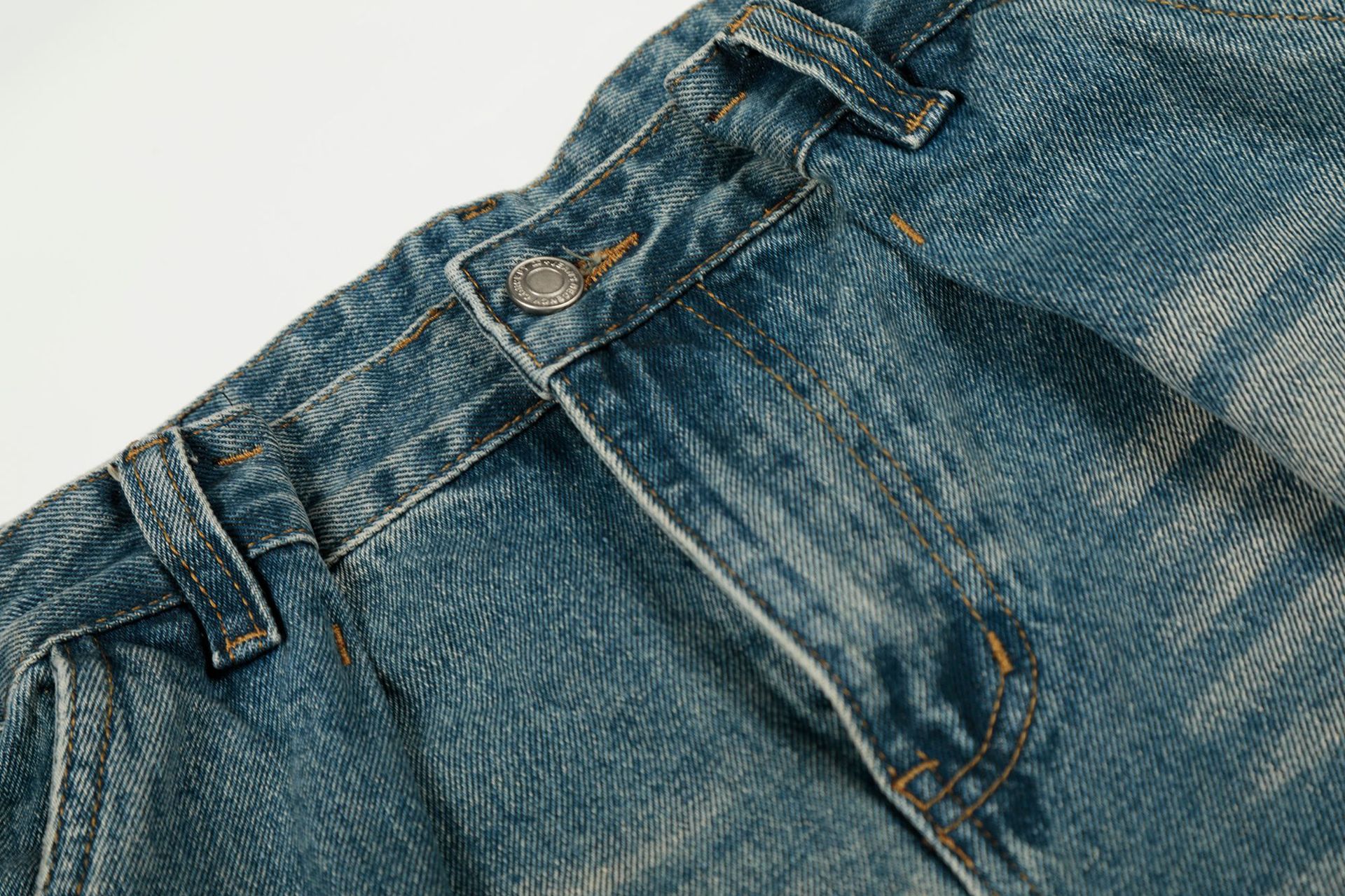 Street Style High-End Vintage Cat-Whisker Texture Pleated Design Men's Wide-Leg Casual Jeans