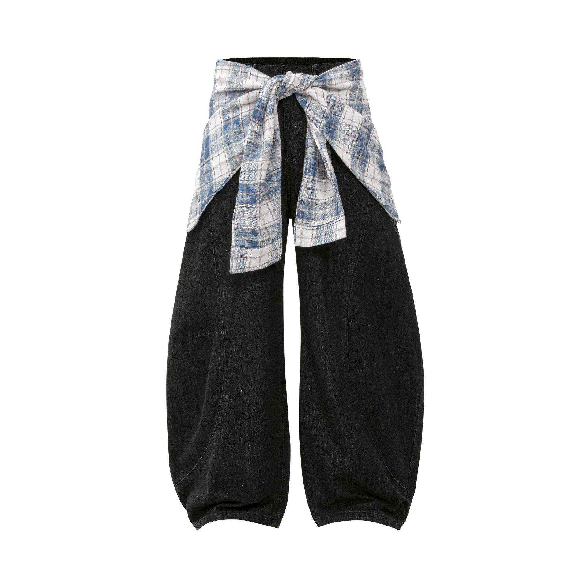 Street Style Vintage Raw Denim Deconstructed Design Men's Loose Cut-Off Jeans