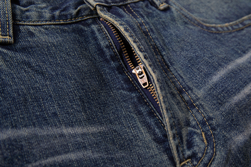Washed Cat-Whisker Yellow Mud-Dyed Knife-Edge Jeans Women Cleanfit Washed Ripped Versatile Slightly Flared Pants