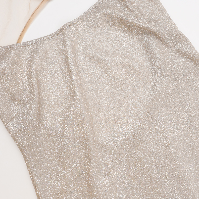 Shimmery Spaghetti Strap U-Neck Bodycon Maxi Skirt