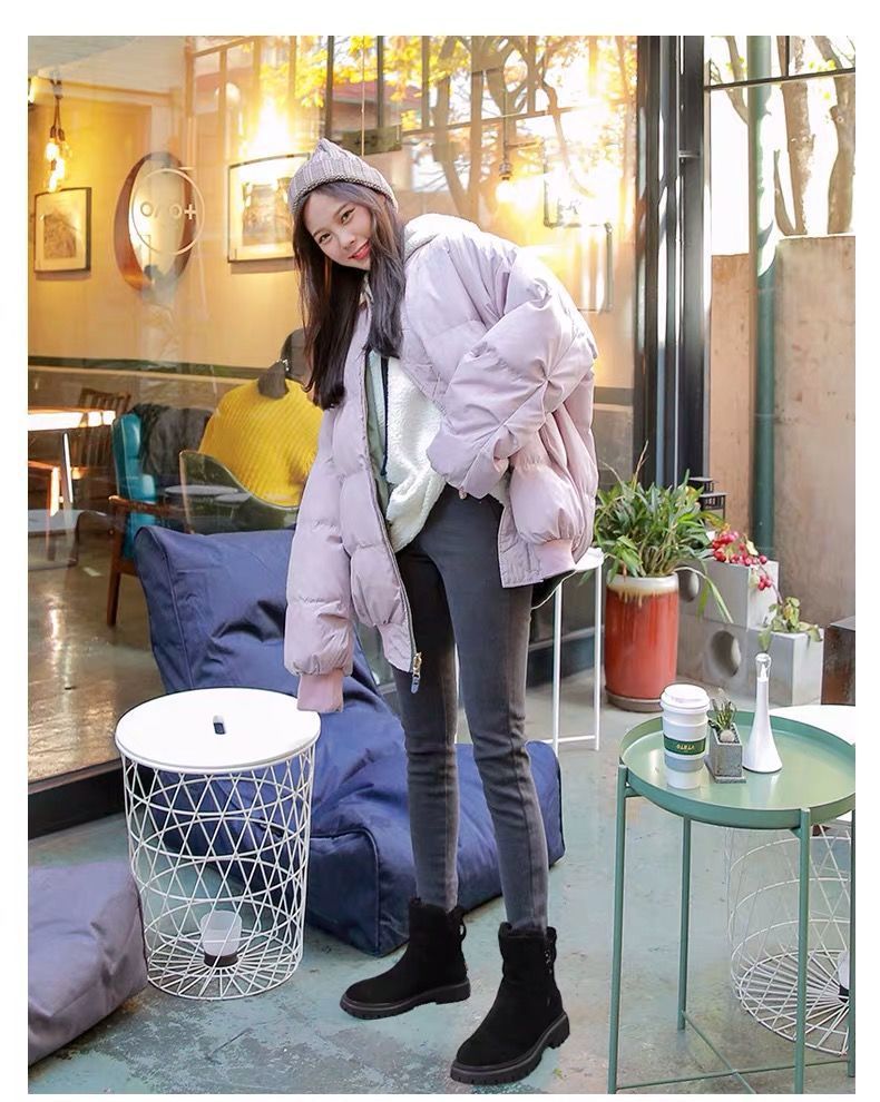 Winter women's boots with thick and warm cotton shoes and fur integrated in the middle tube and velvet
