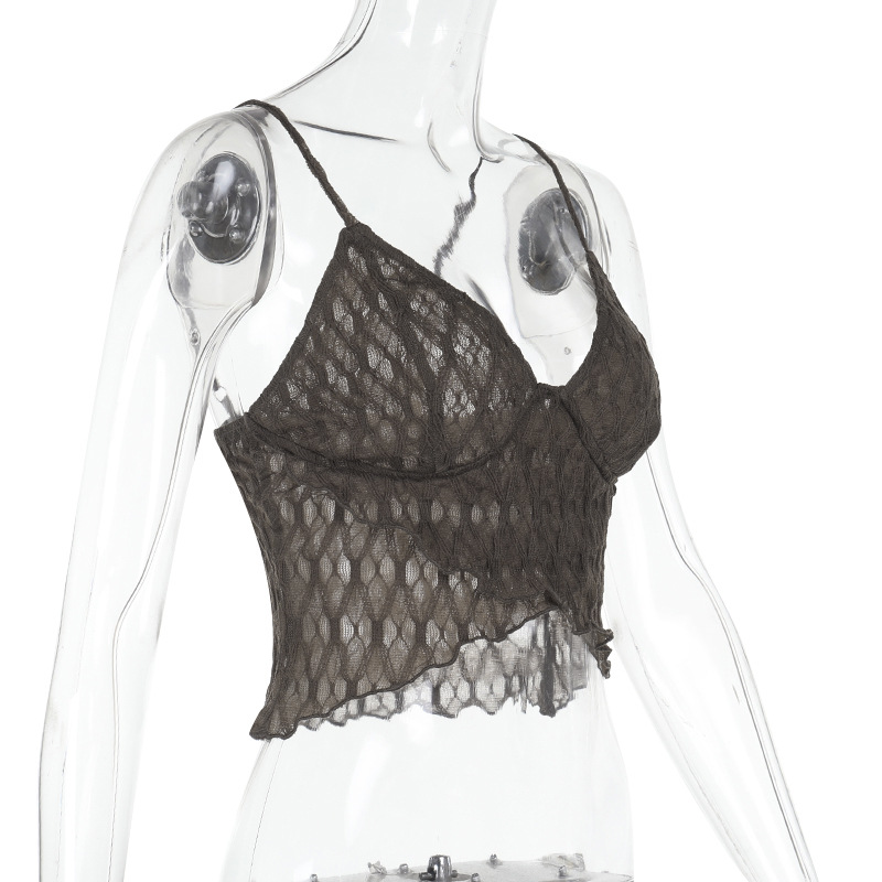 Figure-Hugging Asymmetric Scalloped Plunge Top