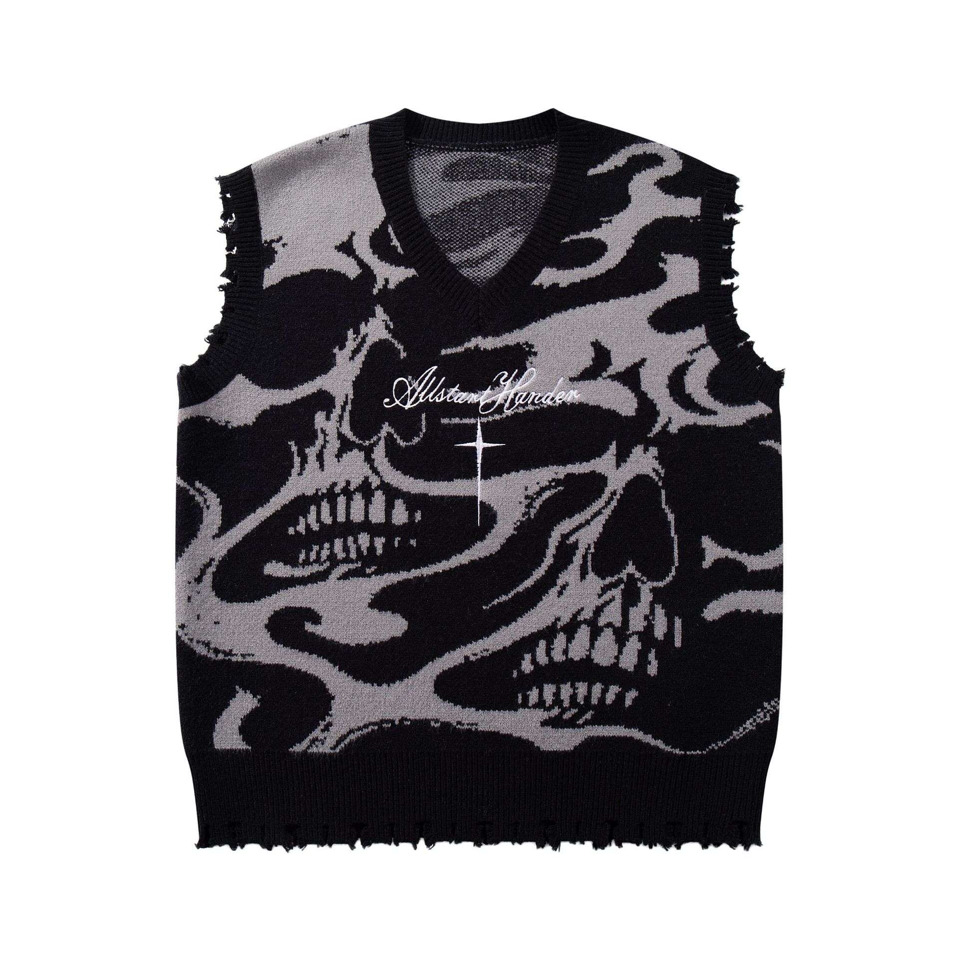 Loose Jacquard Sleeveless Acrylic Sweater