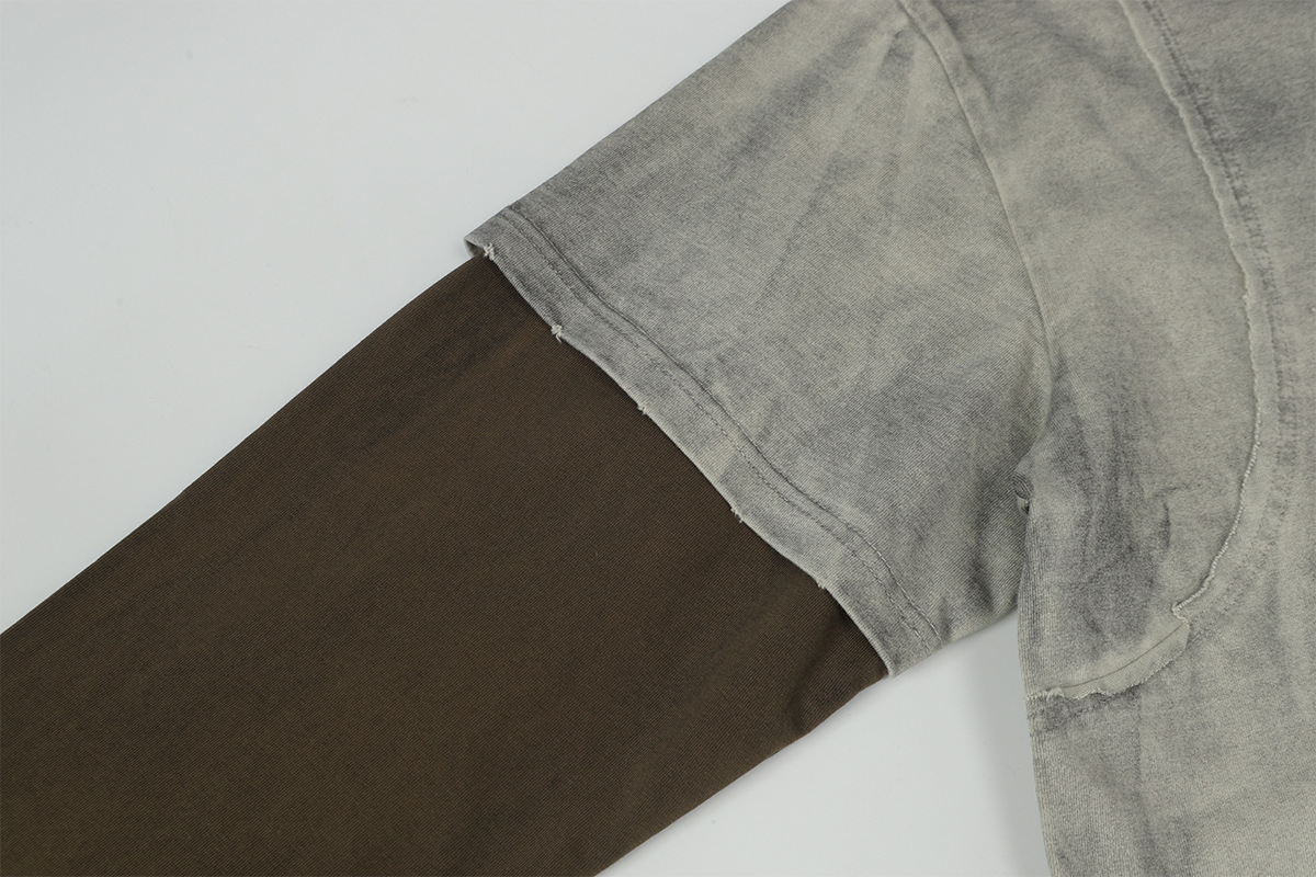 Wash and make two fake color blocked hoodies for men