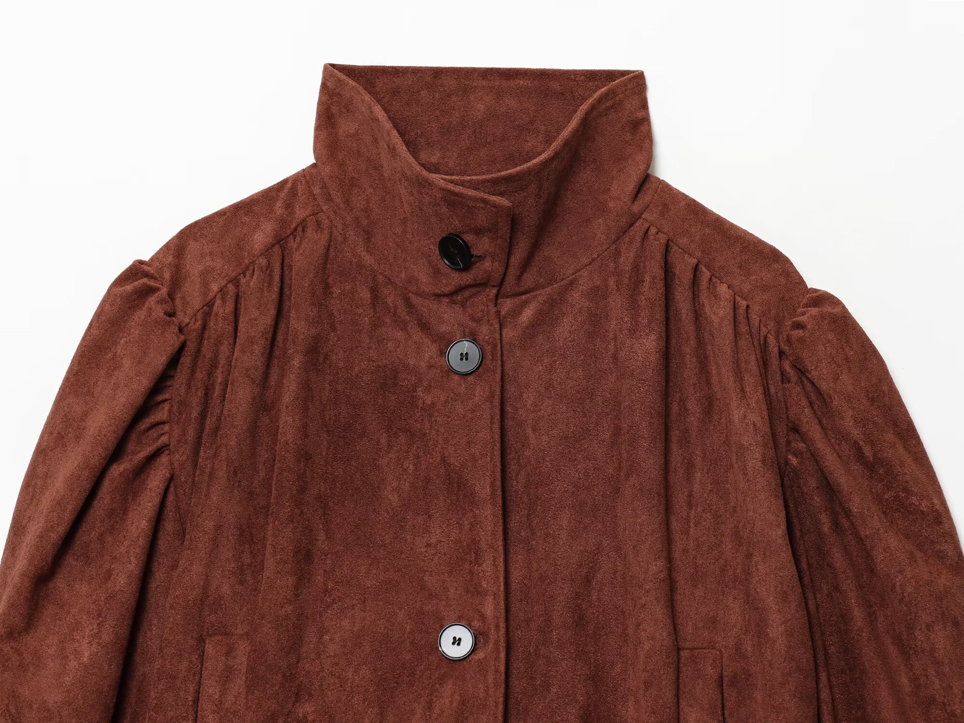 Suede textured pleated outerwear