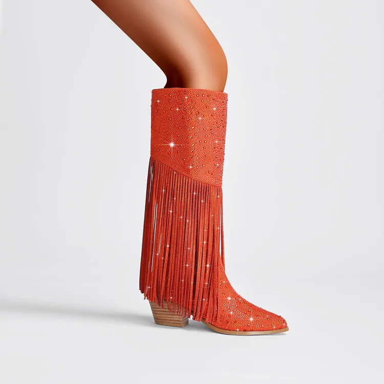 Ladies Rubber Tall Chunky V-Toe Boots