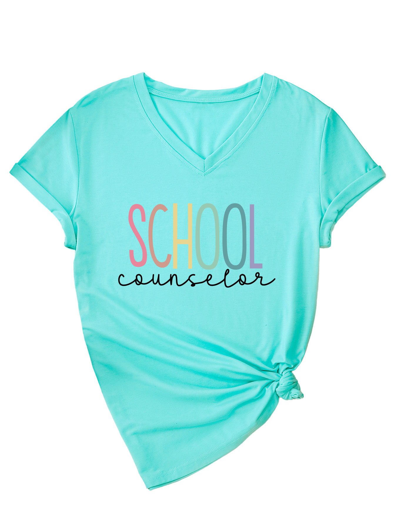 Ladies V-Neck Geometric Print Tee