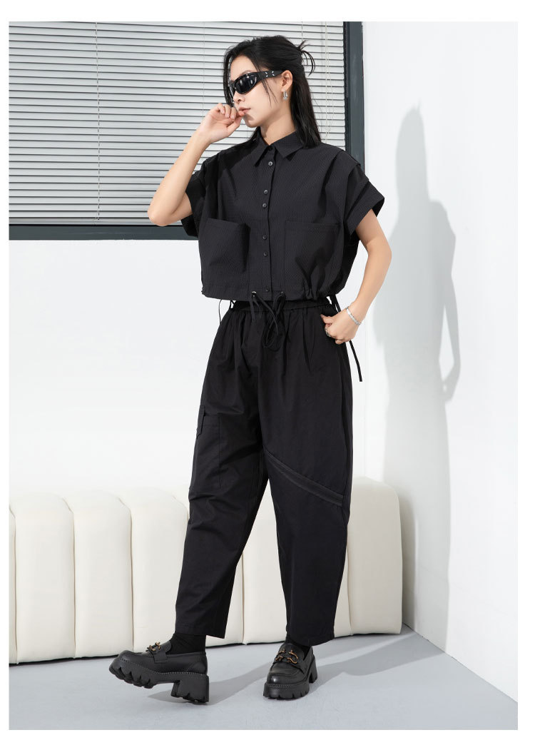 Ladies Streetwear Oversized Half Sleeve Collar Shirt