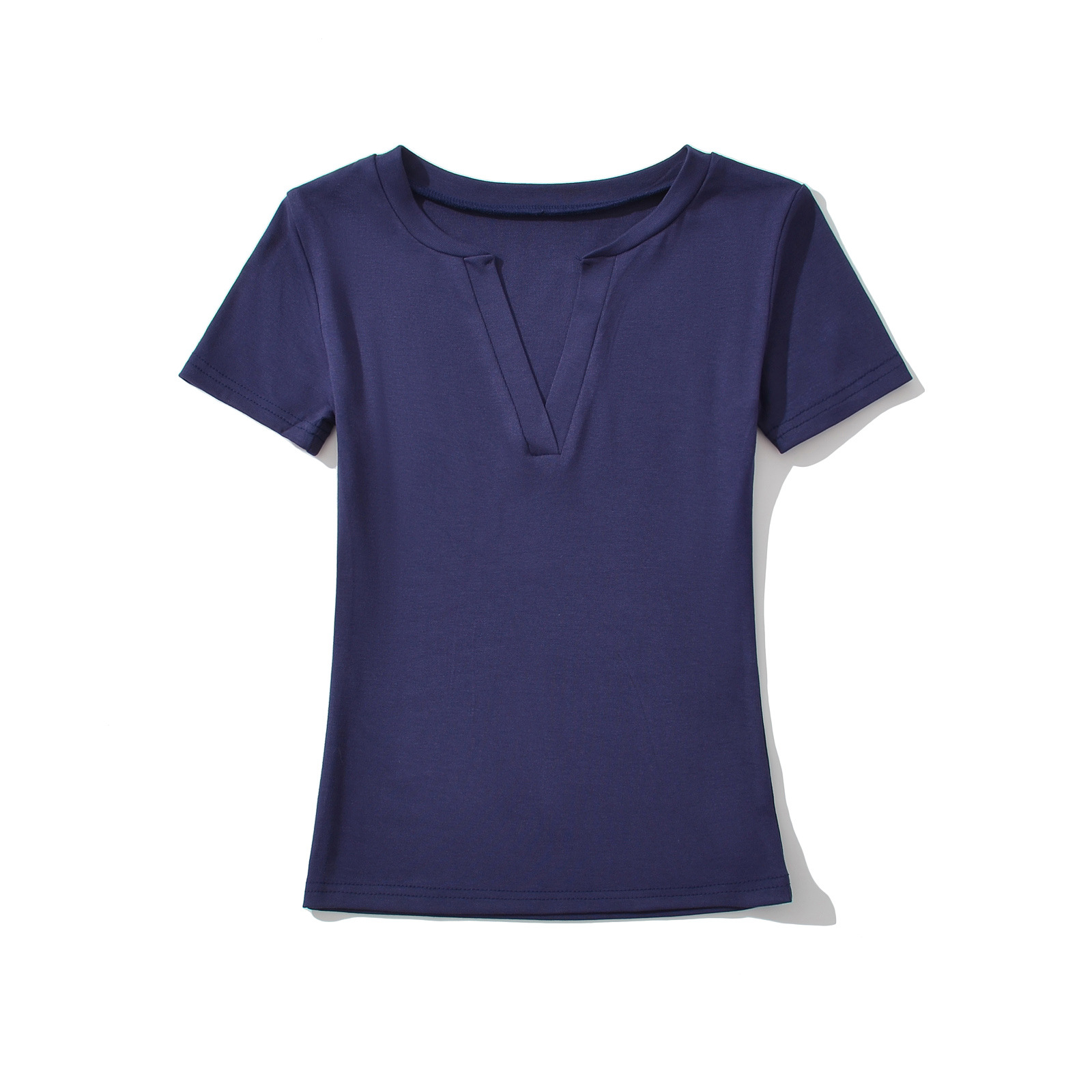 Half-Open Collar Short Sleeve T-Shirt