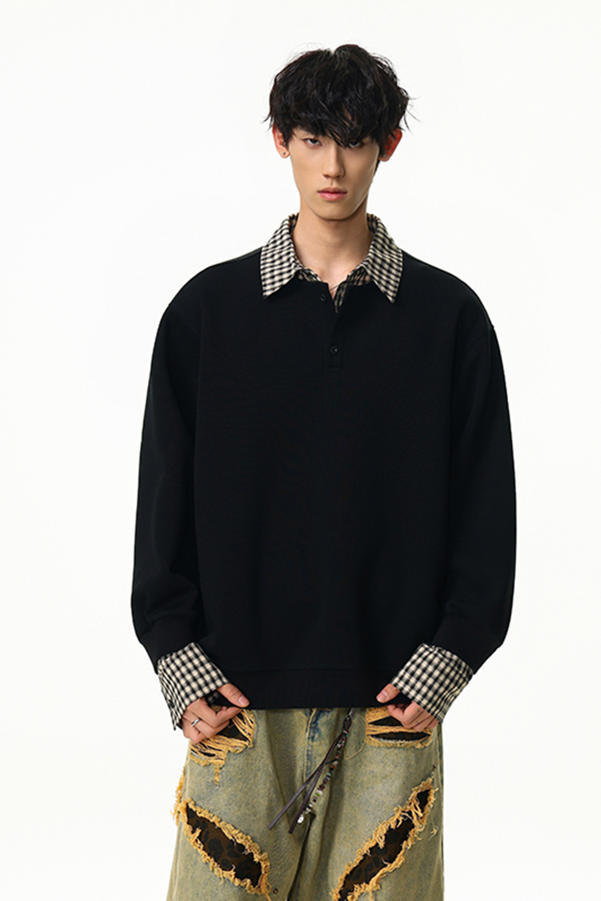 Solid Faux Layered Hoodie