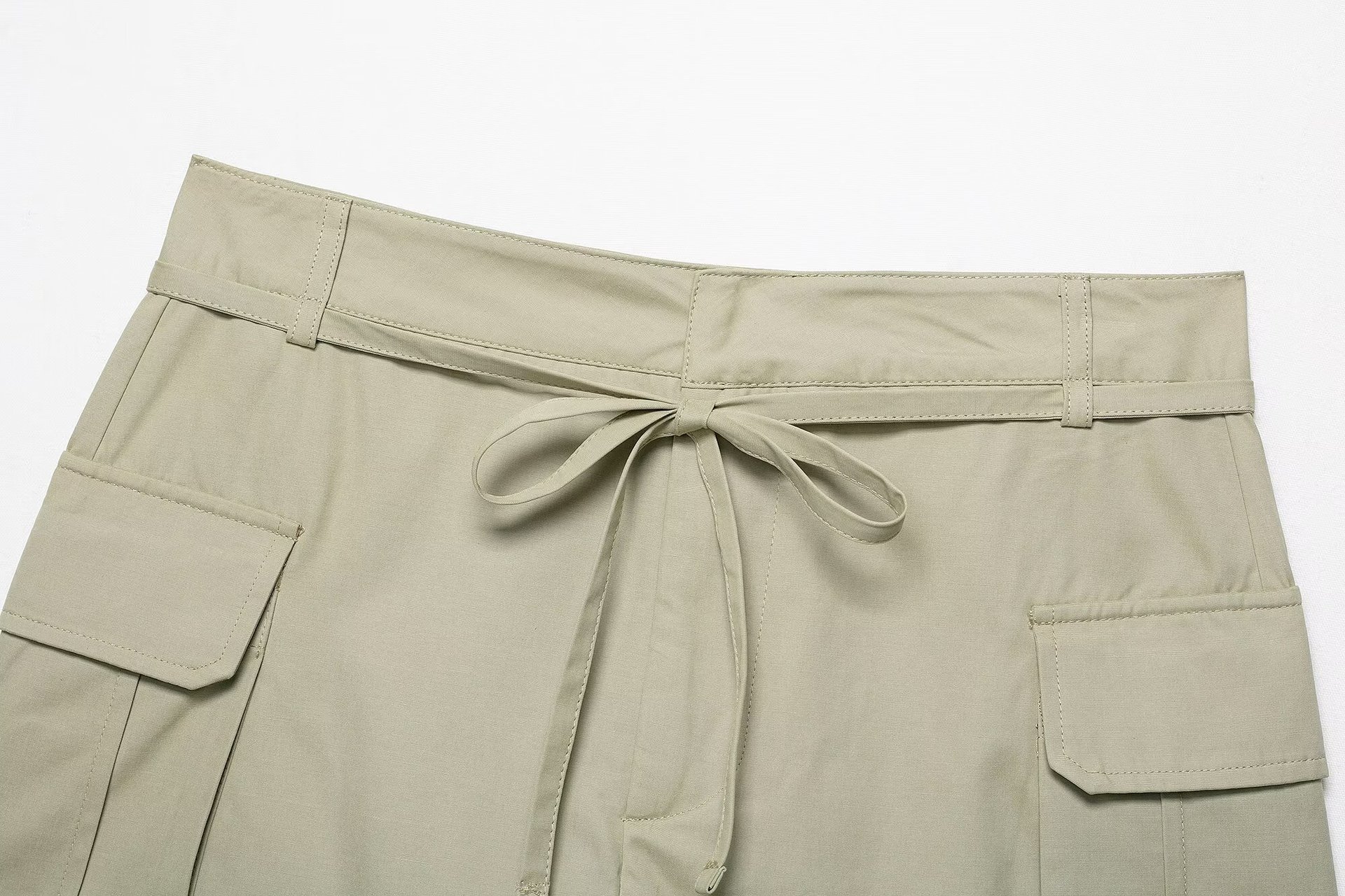 Ladies Cinch Plain Sash Waistband Utility Skirts