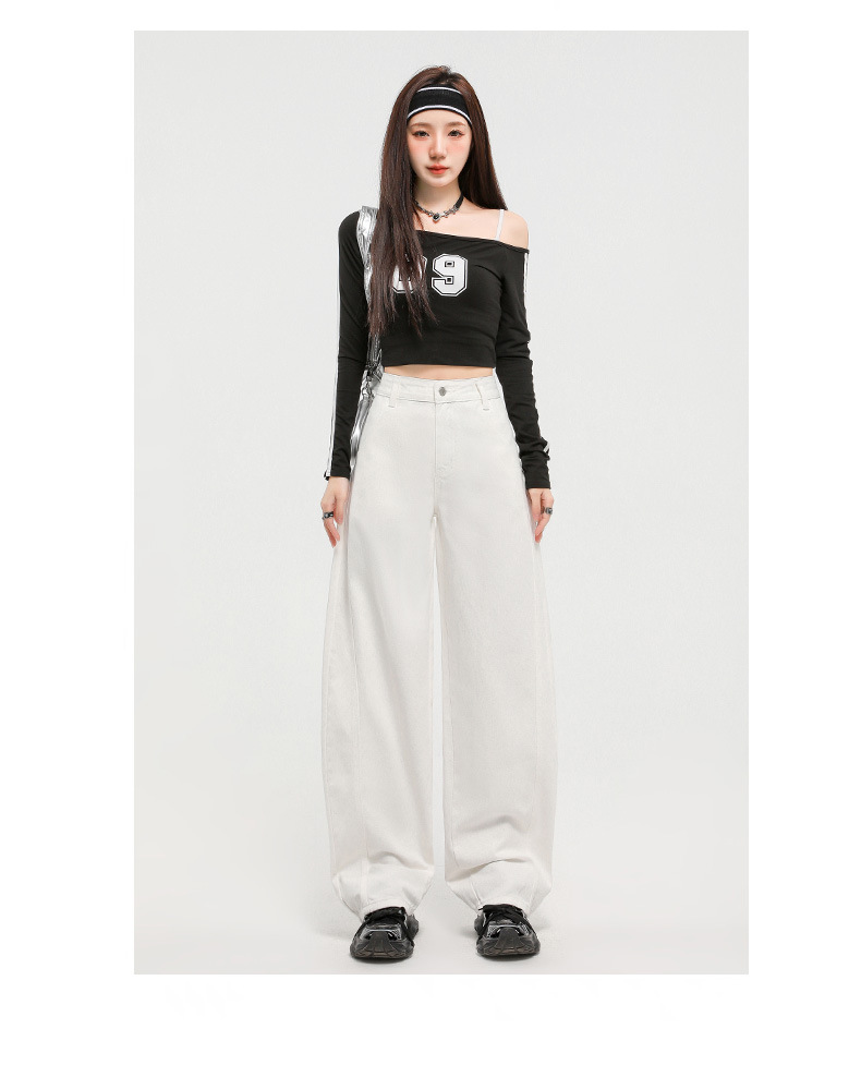 Light-colored Wide-leg Jeans for Women - Summer New Arrival, Split Design Loose Fit Concealing Meaty Legs with Vertical Feel Banana Flare Pants