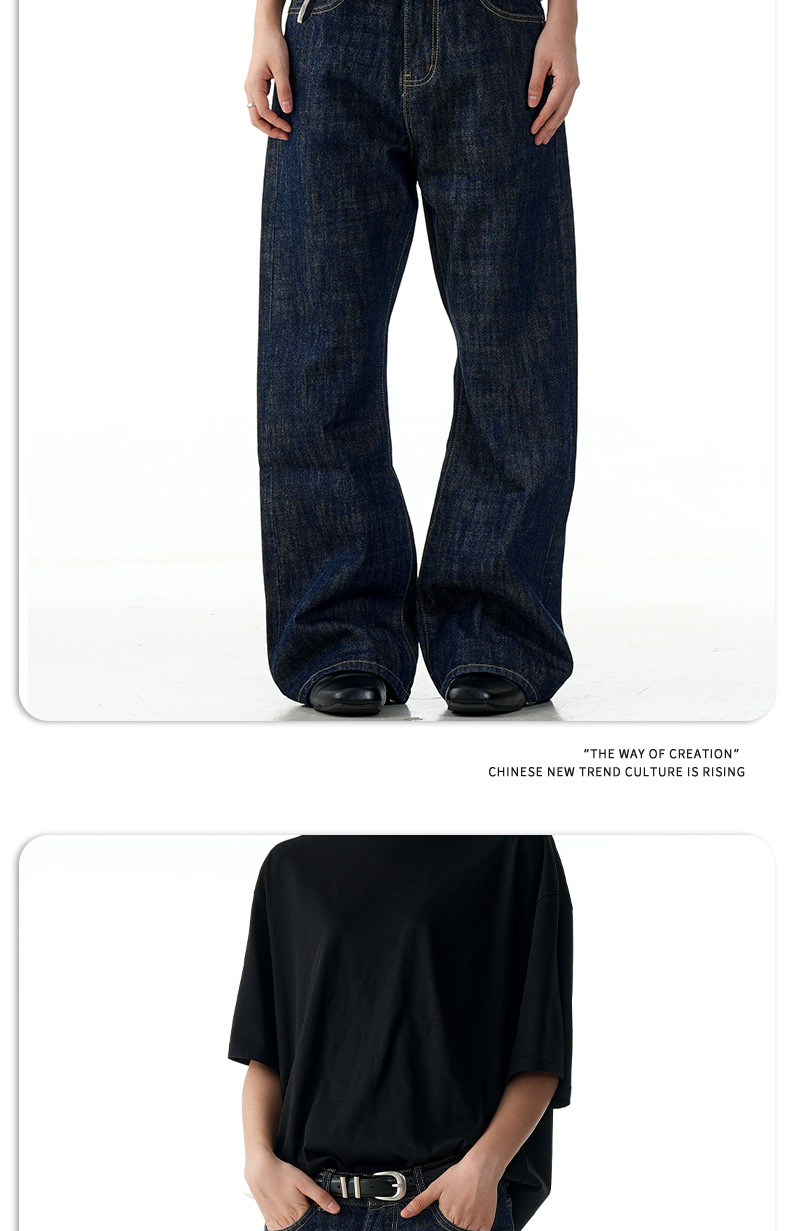 Original Denim Blue Jeans for Men and Women Vintage Washed Loose Fit Wide Leg Straight Trousers