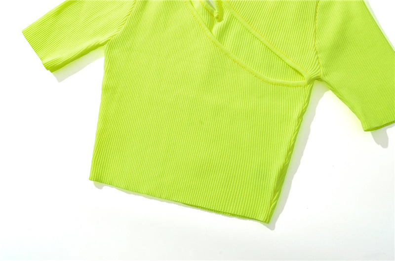 Hollow out short sleeved knitted sweater