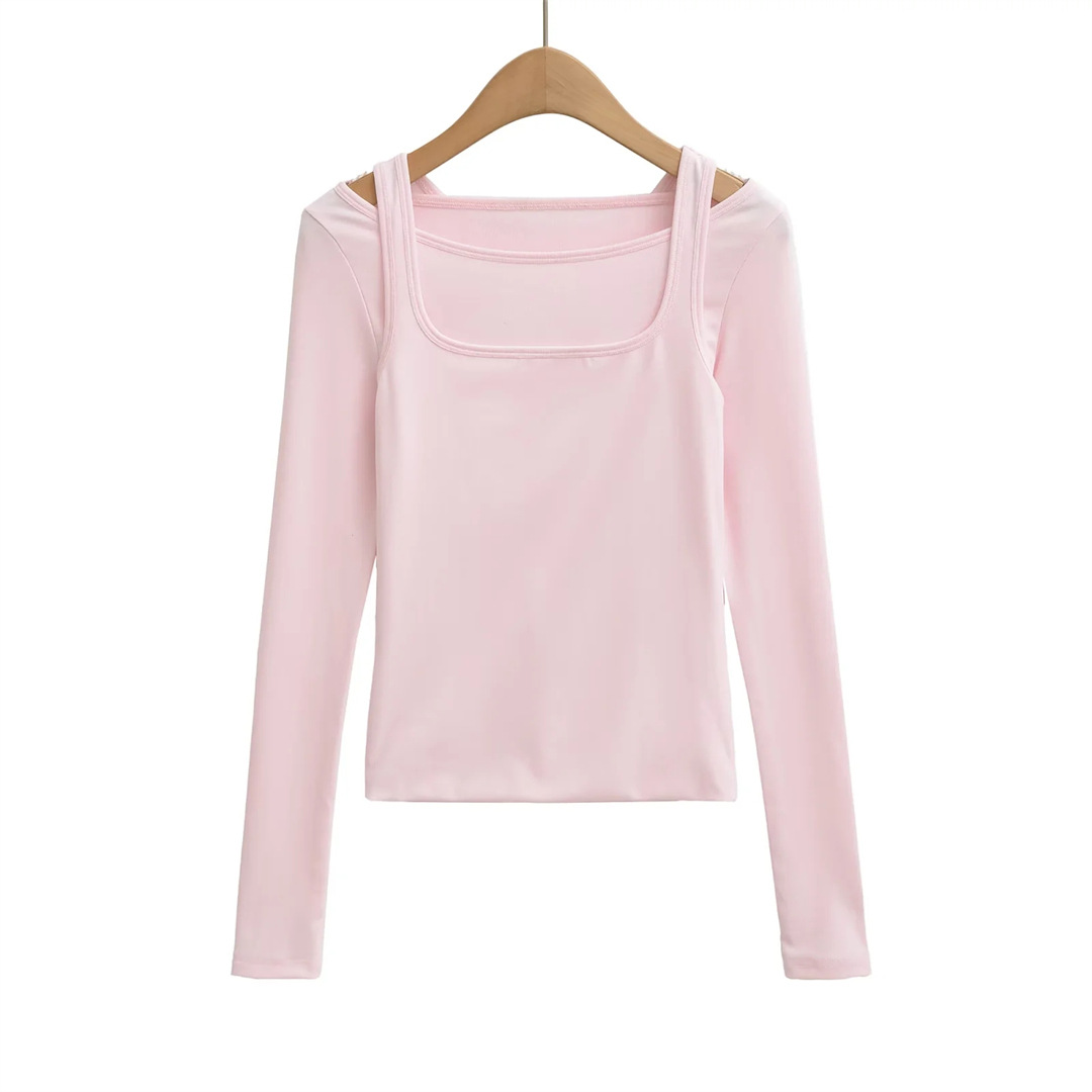 Ladies Sensual Bodycon Solid Long Sleeve Tee