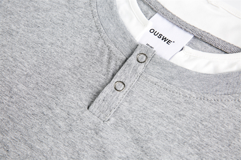 Layered Button Placket Cotton Blend Shirt