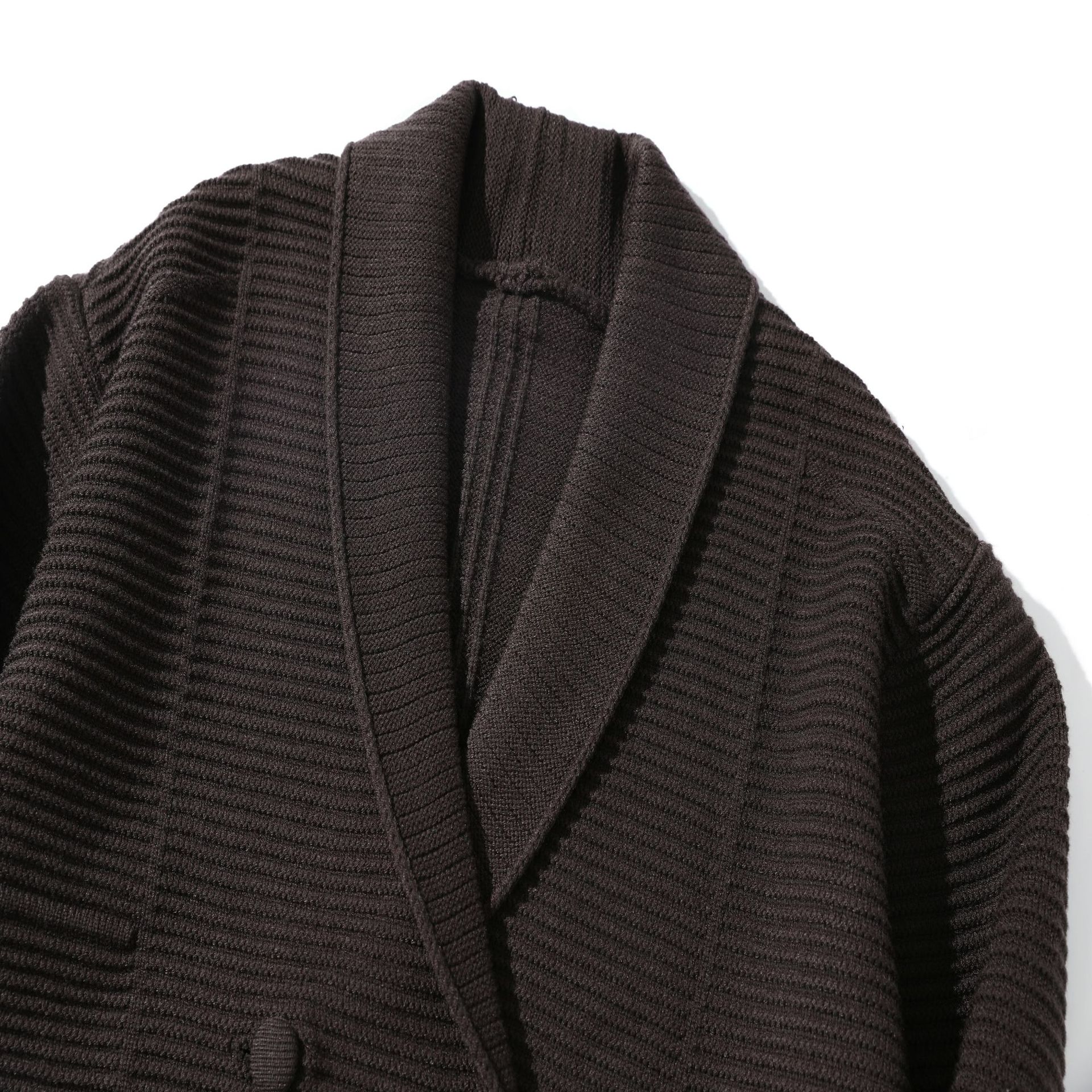 Japanese Workwear Nylon Jacquard Long Sleeve Oversized Cardigan