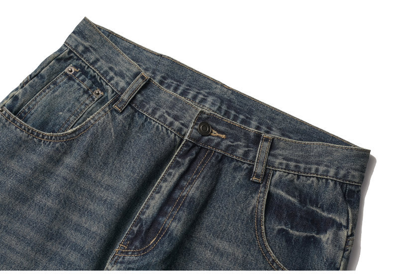Washed Patchwork Loose Wide-Legged Knife-Edge Denim Pants