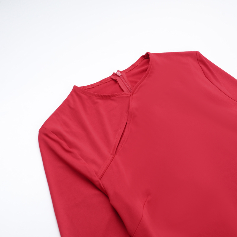 Round Neck Full Sleeve Polyester Cutout Dress