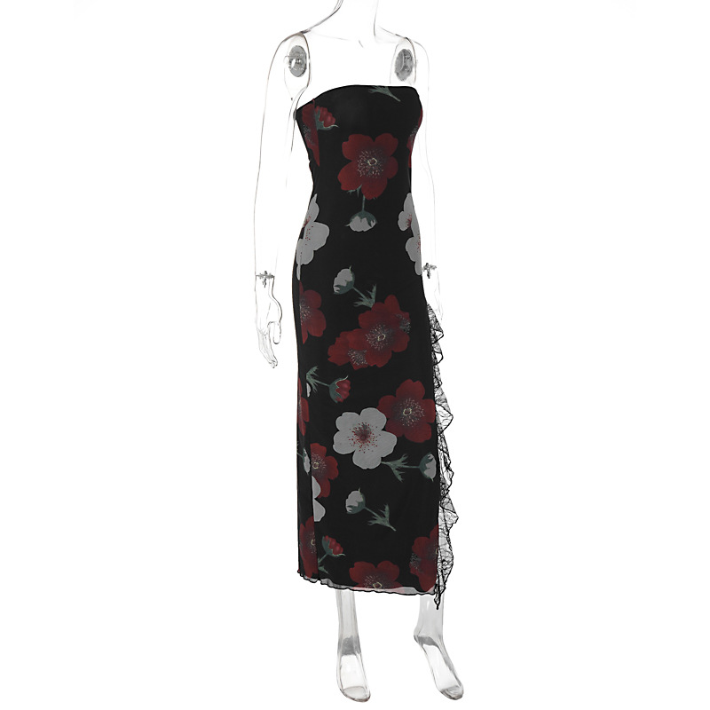 Bodycon Graphic Polyester Side Split Tank Dress