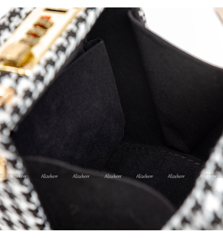 With Code Lock Houndstooth Box Shoulder Bag New Elegant Korean Purses And Handbags Female Big Square Crossbody Retro Bag