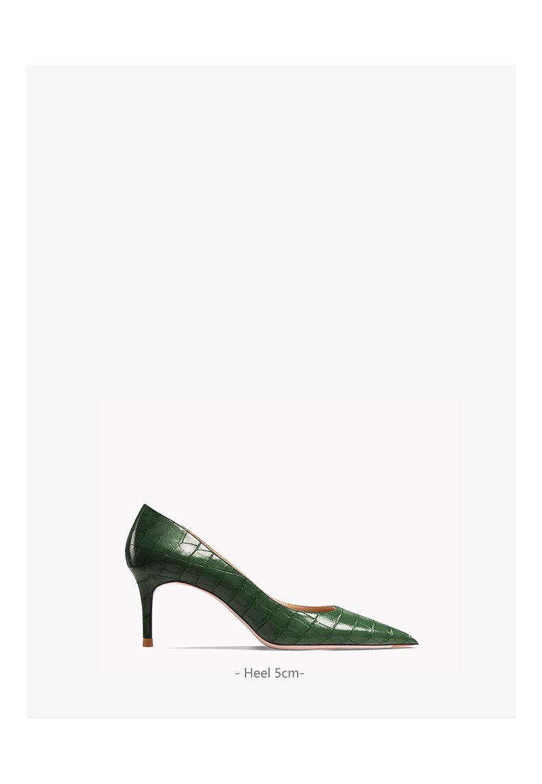 Early Autumn New Pointy High Heel Shoes Women's Thin Heel Shallow Patent Leather Single Shoes French Texture Large Green Shoes