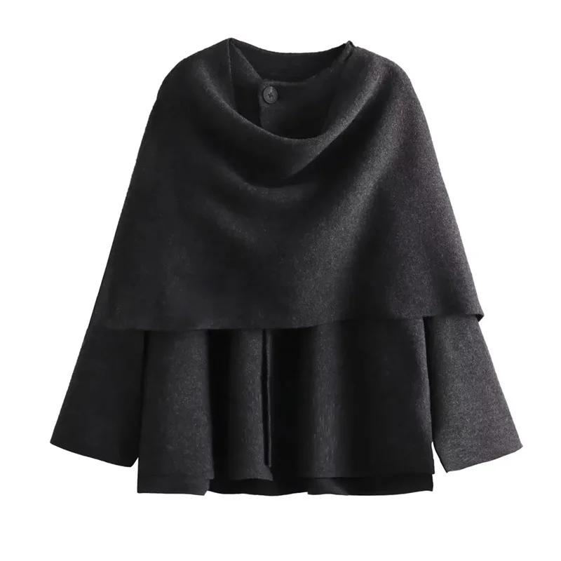 Ladies Polyester Shawl Neck Capelet Coat