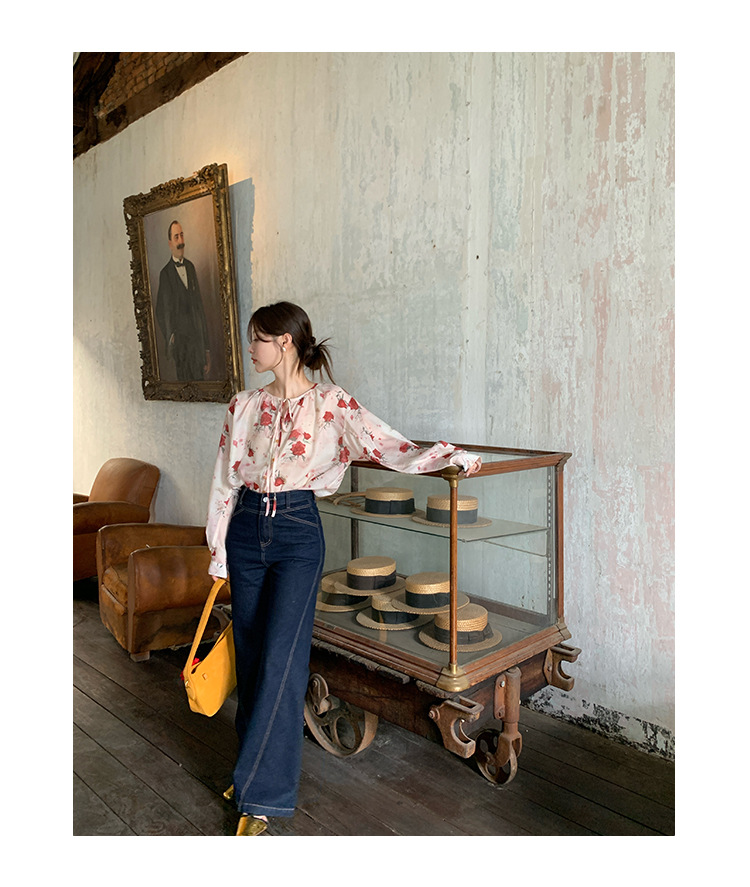 Fragmented Floral Long Sleeve Loose Breeze Shirt