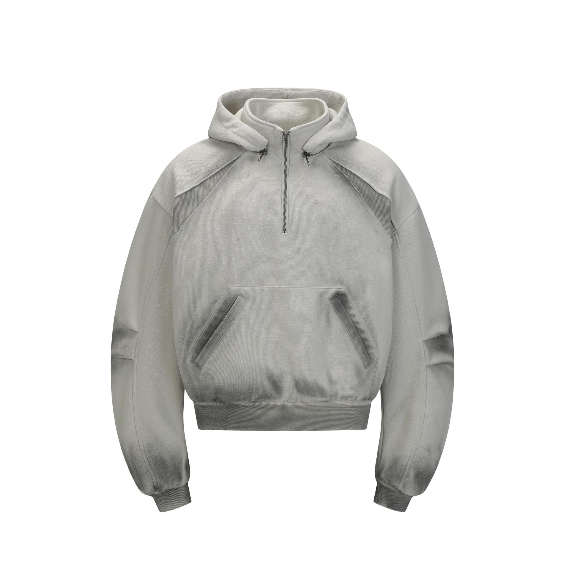 Vintage Workwear Slit Hem Zipper Hoodie