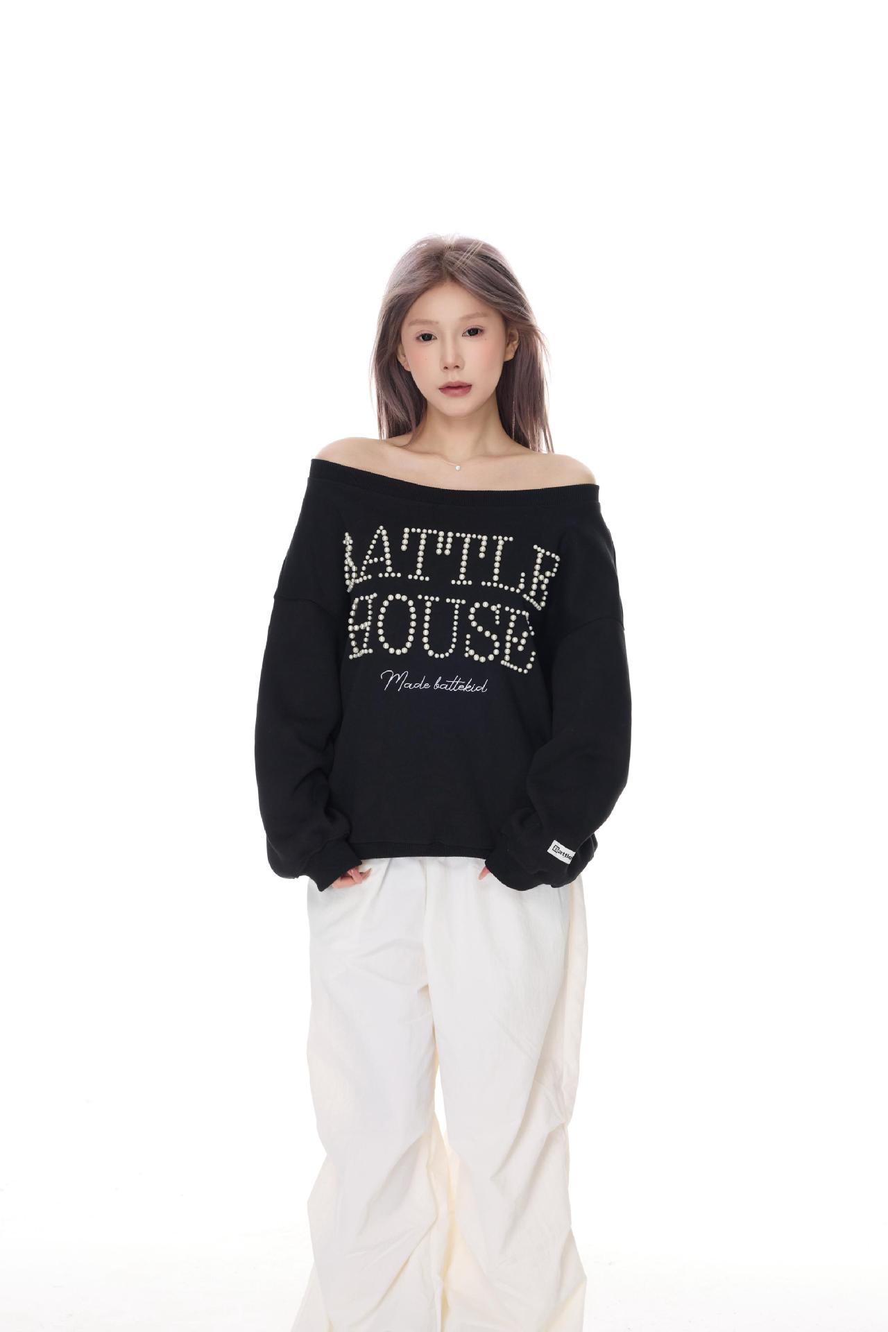 Cotton Asymmetric Monogram Embellished Hoodie
